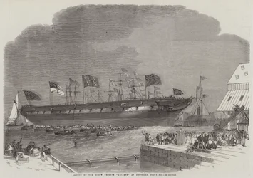 Launch of the Screw Frigate Ariadne at Deptford Dockyard